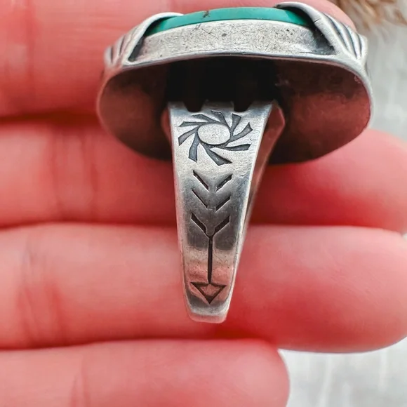Vintage size 7 turquoise mermaid ring - Picture 3 of 4